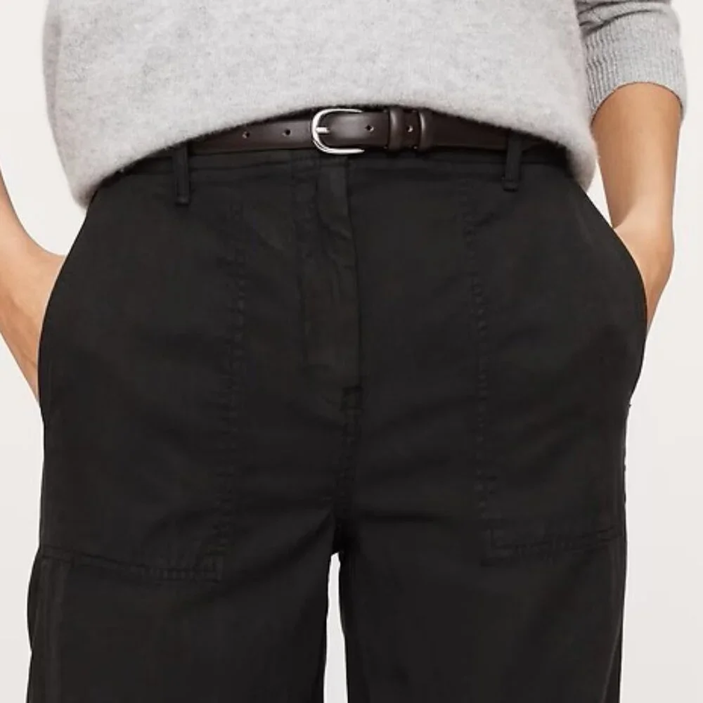 NWT! Banana Republic Black Cotton-Tencel Barrel Leg Soma Twill Pants XS